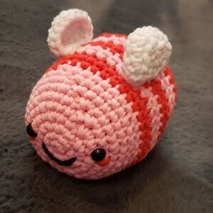 Pink and Red Crochet Bee